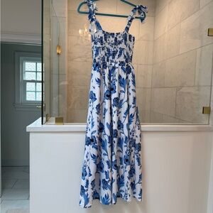 Blue and White Floral Maxi Dress